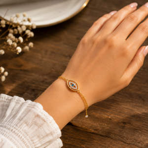 Schutzauge Eleganz Armband – 18K Vergoldeter Edelstahl
