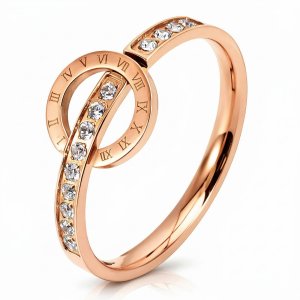 Zeitlose Eleganz Ring – Roségold vergoldeter Edelstahl (Größe: 7)