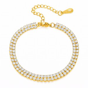 Doppelter Diamantglanz Tennisarmband – 18K vergoldeter Edelstahl