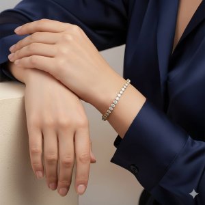 Diamantglanz Tennisarmband – 18K vergoldeter Edelstahl