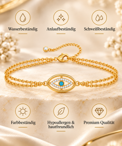 Schutzauge Eleganz Armband – 18K vergoldeter Edelstahl mit türkisem Stein & Zirkonia