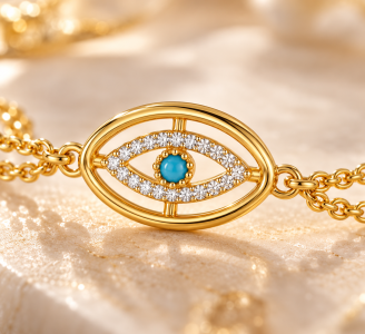 Schutzauge Eleganz Armband – 18K vergoldeter Edelstahl mit türkisem Stein & Zirkonia