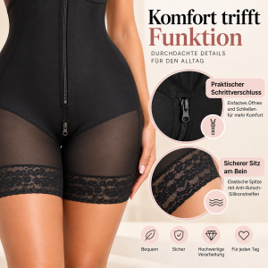 Damen Premium Ganzkörper-Shapewear – Figurformender Body mit Bauchkontrolle, Po-Polsterung & Frontreißverschluss