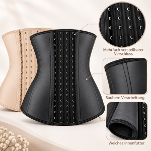 Damen Taillentrainer mit Hakenverschluss – Figurformender Waist Trainer mit verstellbarer Passform, Schwarz & Beige
