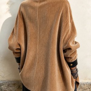 Damen Cordjacke mit elegantem Stehkragen – Oversize Jacke mit Knöpfen im Vintage-Look