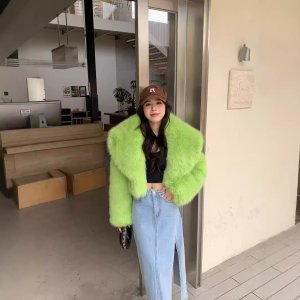 LimeGlow – Damen Kunstpelzjacke mit luxuriösem Flausch-Look | StylesToHome